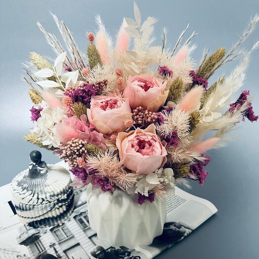 Букет в кашпо Piones rose