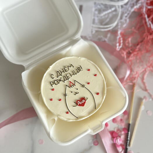 Бенто торт с днём рождения с котиком