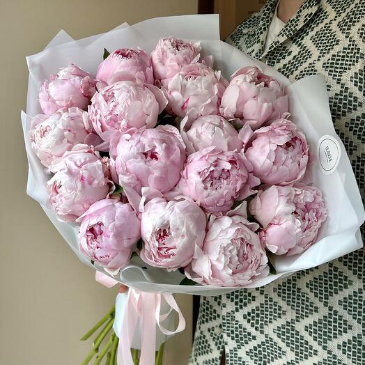 Роскошный букет из 15 розовых пионов🌸