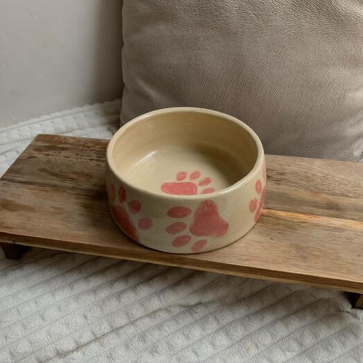 Тарелка глубокая керамическая / миска "Розовые лапки"