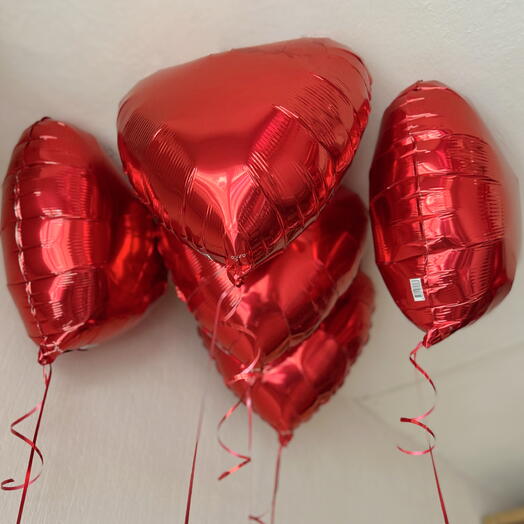 Шары сердца под потолок 5шт «Страстный красный»