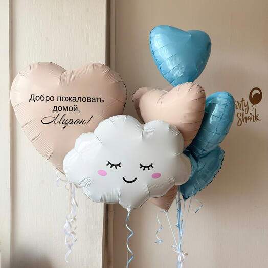 Набор шаров на выписку «С небес» голубой