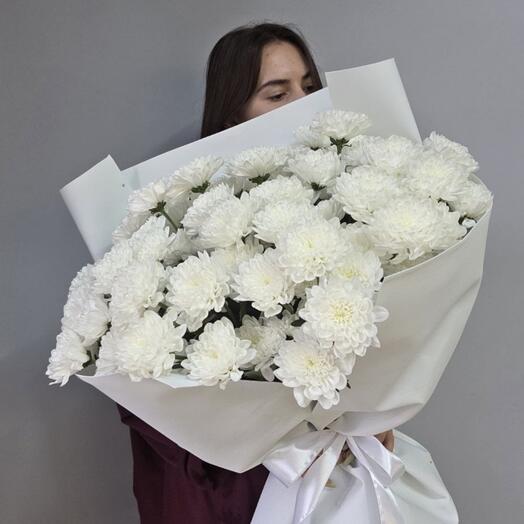 Букет "Алтай" 15 белых хризантем