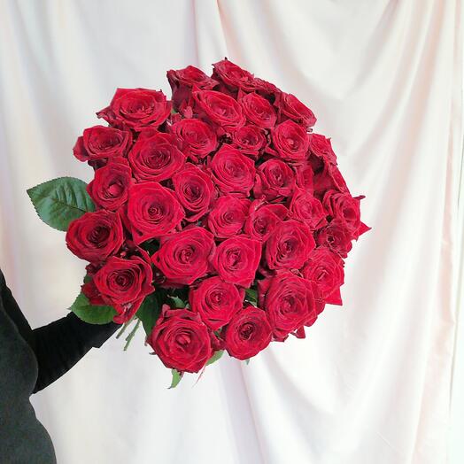 😍Букет из 35 красных роз под ленту