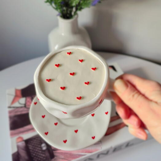Бенто торт в кружке/ чайной паре "сердечки"