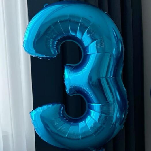 Шар цифра "3" (26"/66см) синий