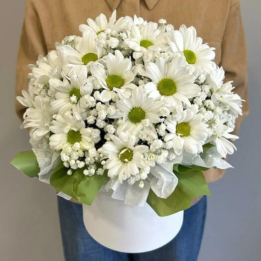 Цветы в коробке из ромашки 🌼