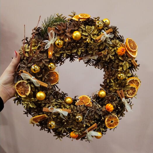 Венок Новогодний из натуральных материалов ручной работы