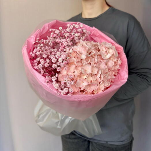 Дуо-букет гортензия с гипсофилой pink | BLOSSOM