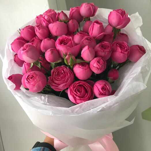 7 веток пионовидных кустовых роз Жизель 2.0 / Giselle Жизель 35 Buket flowers