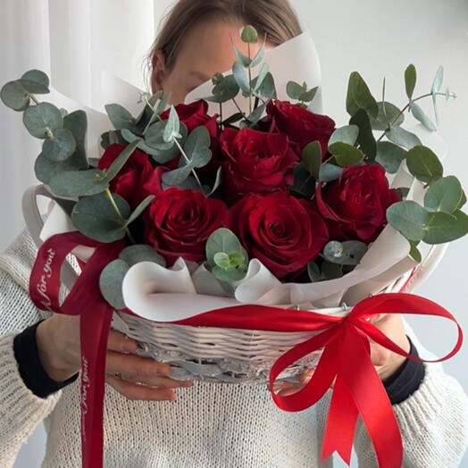 Basket of red roses
