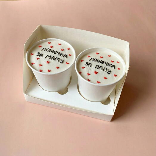 Набор тортов в стакане 2шт cake to go Ложечку за маму