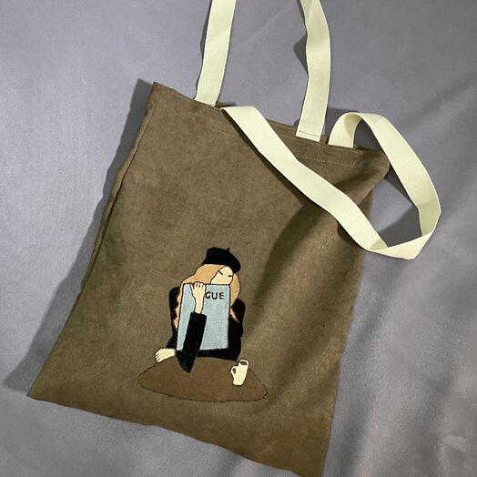 "Чтение и кофе" — ручной шоппер из канваса