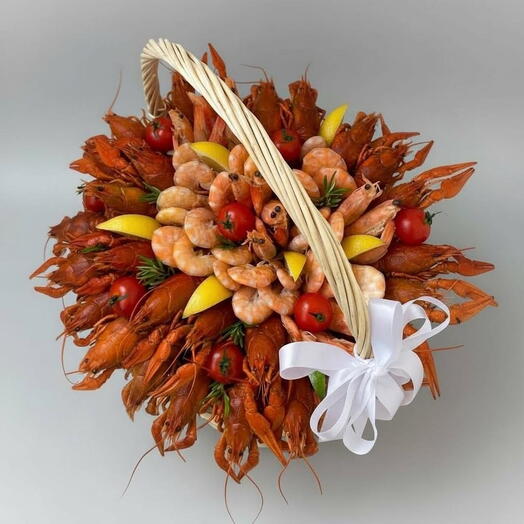 Корзина Деликатесная с раками и креветками