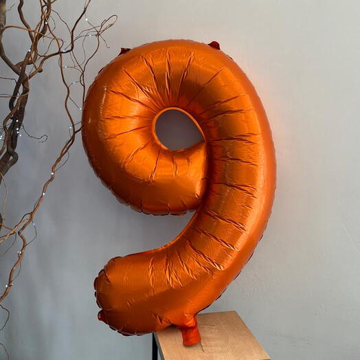 Шар фольга цифра 1,2,4,5,6,7,8,9 с гелием цвет оранжевый