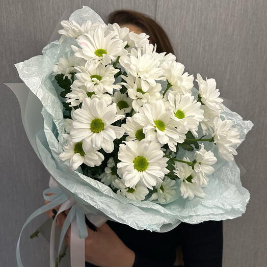 Букет комплимент из 3 кустовых ромашковых хризантем