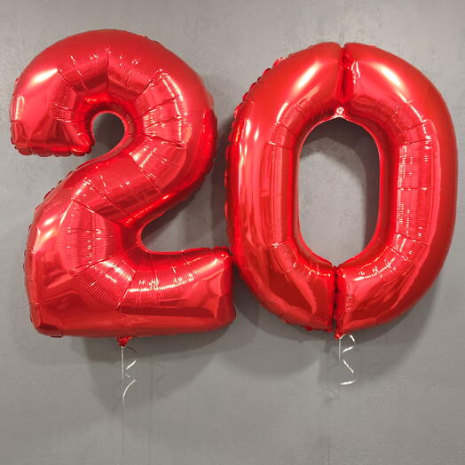 Воздушные шары "Цифра 20" красный