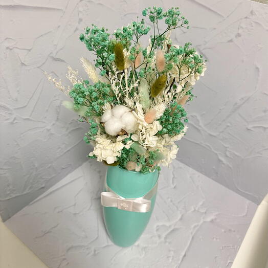 Мята (в стиле Тиффани)💚 букет из сухоцветов в вазе