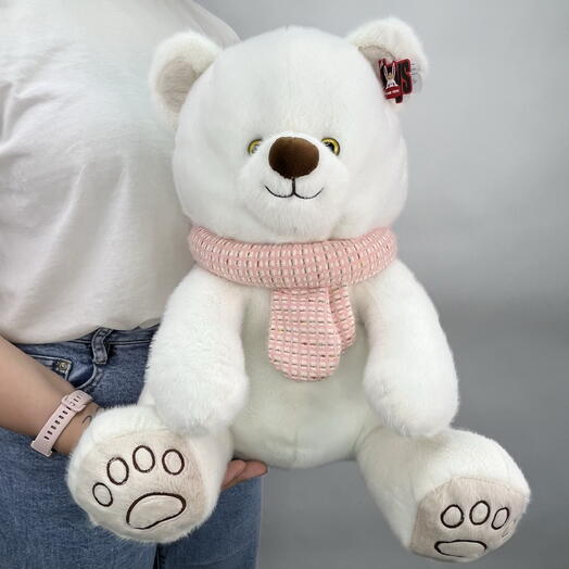 Игрушка Мишка с шарфом белый