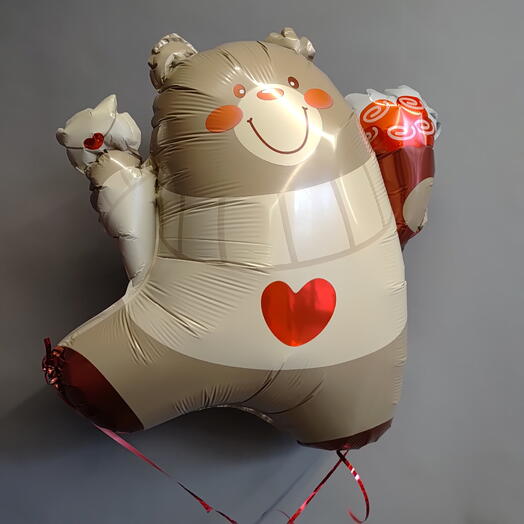 Шар гелиевый Мишка с цветами