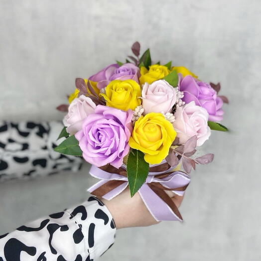 Букет «Теплые мгновения» из мыльных роз