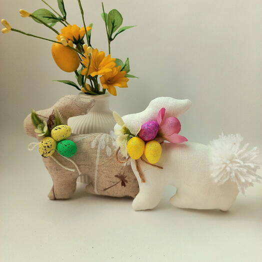 Пасхальный декор, пара пасхальных зайчиков