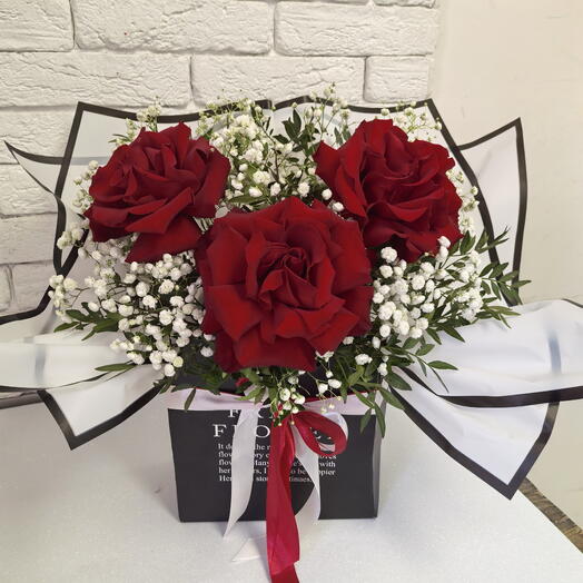 🌹Классический Фреш 🌹(Роза французкая,,Гипсофила,Пистация)