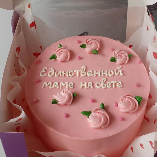 Бенто торт с надписью Единственной маме на свете,и с цветочками