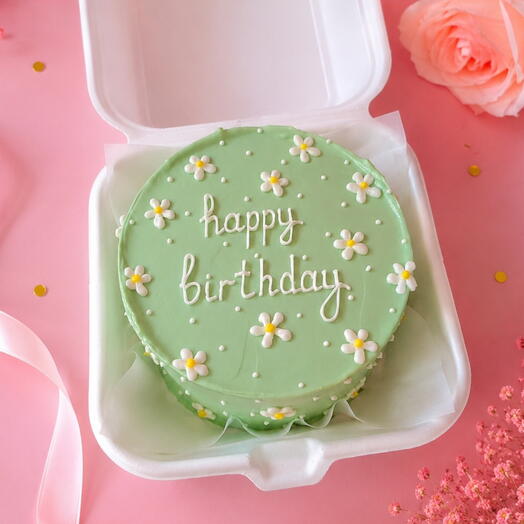 Бенто-торт Happy birthday с ромашками