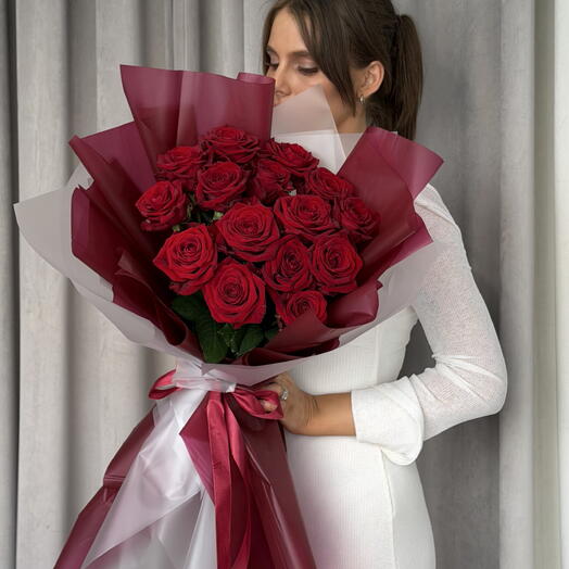 Монобукет из 15 красных роз ♥️