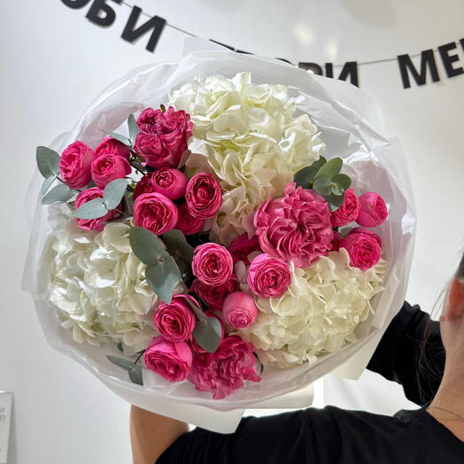 🩷Wow-букет из гортензий, пион кустовых роз, пион роз и эвкалипта / Доставка в Уфе