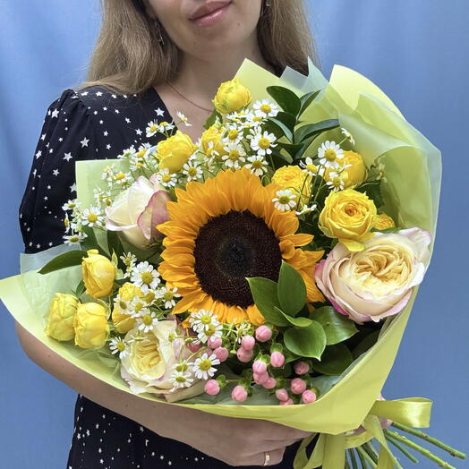 Букет «Август» с подсолнухом🌻