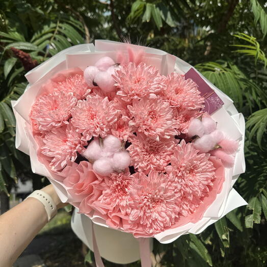 Букет розовых хризантем 💕