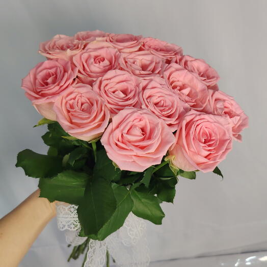 🌸Букет "PERVOЦВЕТ" из 15 розовых роз