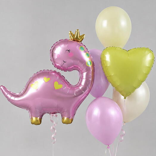 Набор воздушных шаров «Принцесса-динозаврик» 🦕👑💗