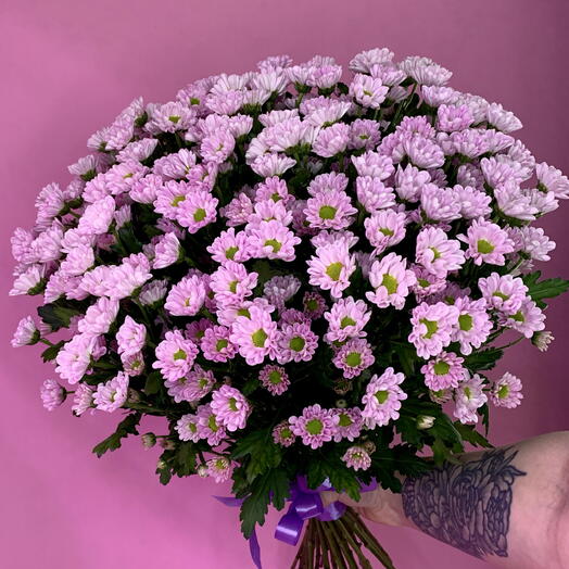 Сиреневый букет из хризантем Сантини💜