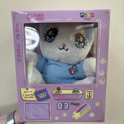 Мягкая игрушка котик в коробочке