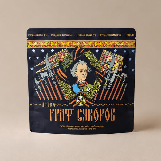 Чай с бергамотом "Граф Суворов" 50 г, чёрный листовой, Нитка / фирменный ароматический купаж с италийским цитрусом