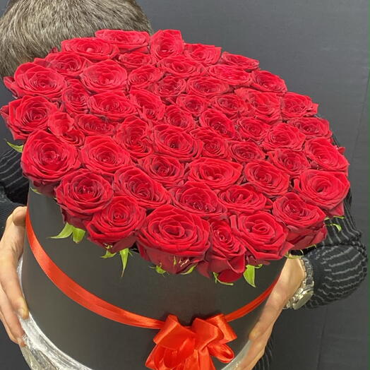 🌹51 КРУПНАЯ КРАСНАЯ РОЗА В КОРОБКЕ🌹