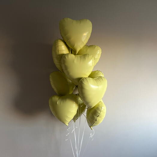 Фонтан из воздушных шаров «Шарики сердце» в нежном оттенке 💛 Подарок любимой на 14 февраля / на 8 марта / на годовщину 🎁