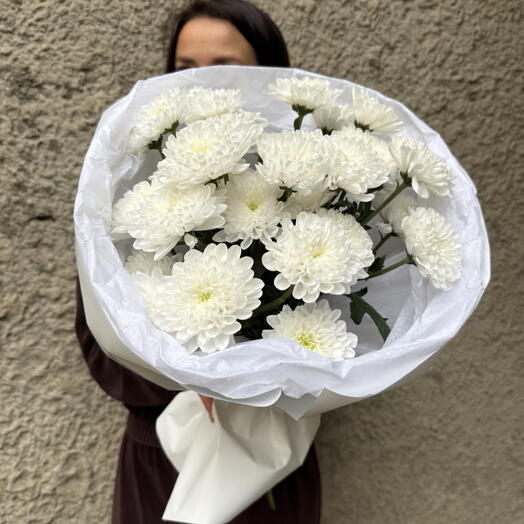 🤍 «Белоснежная нежность» — букет из 5 веток хризантем Алтай