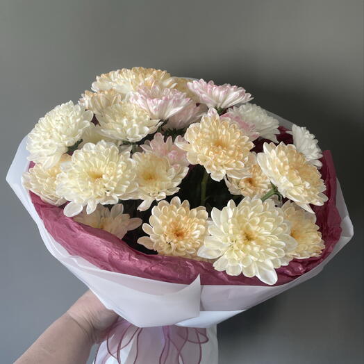 Букет из кустовых хризантем» розовый персик»