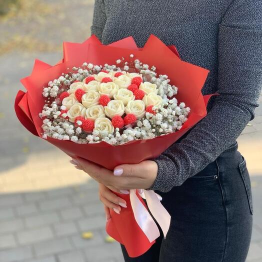 Rosas de chocolate + bayas de mermelada