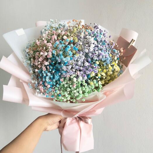 Bouquet of rainbow gypsophila