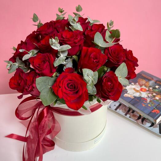 The flowers in the box are red roses