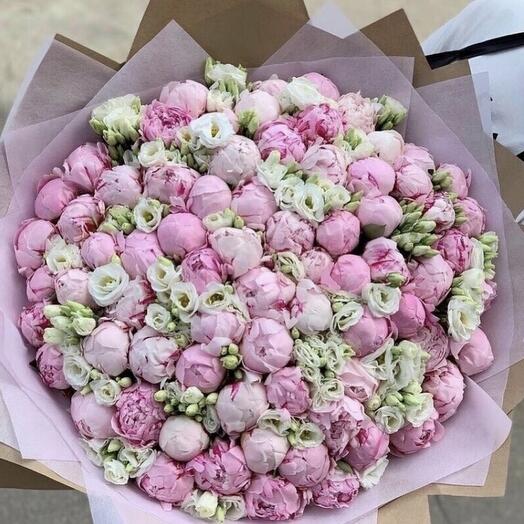 101 peonies and 25 lisianthus