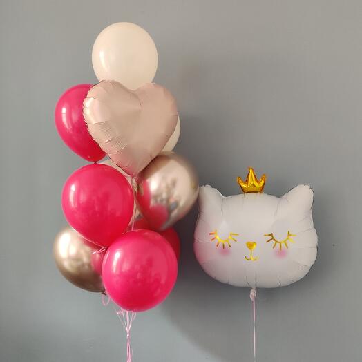 Conjunto de globos de helio Gato Blanco