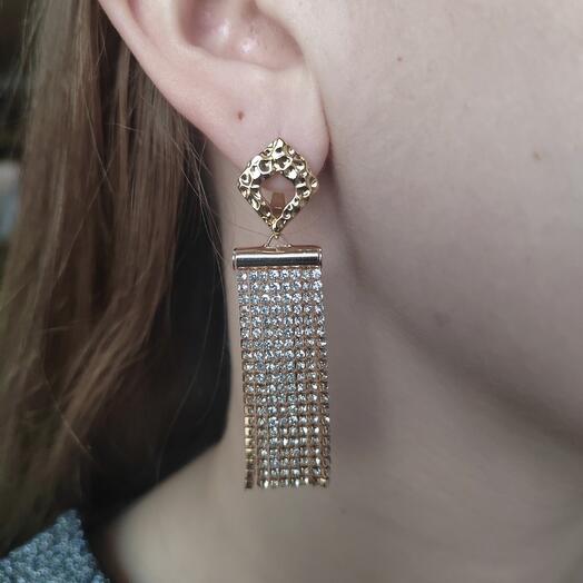 Серьги из стразовой ленты