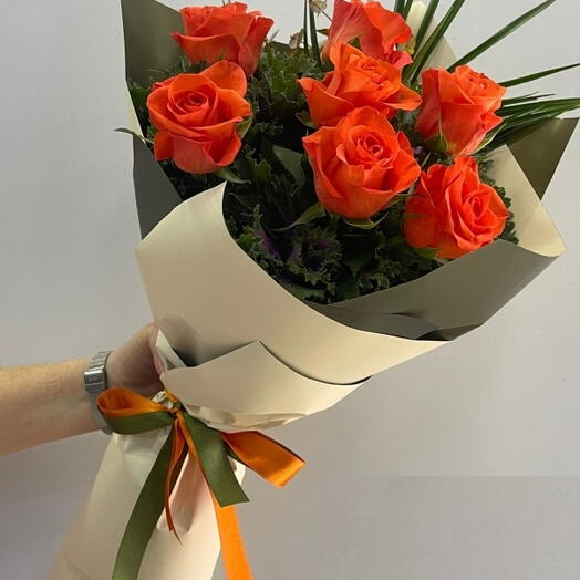 Bouquet of 7 orange roses