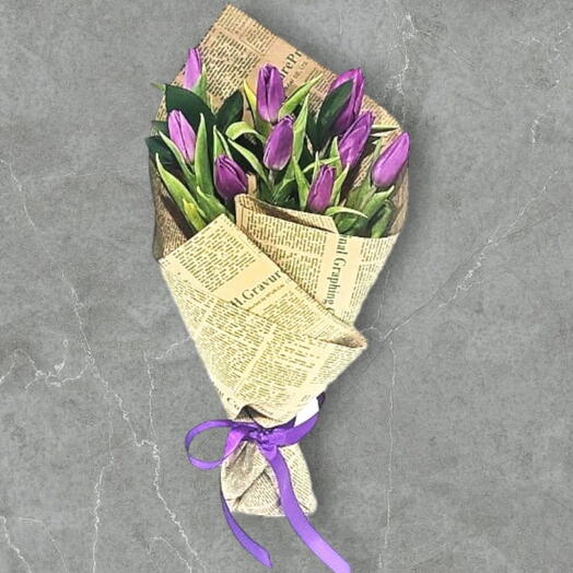 9 Purple Tulip Bouquet